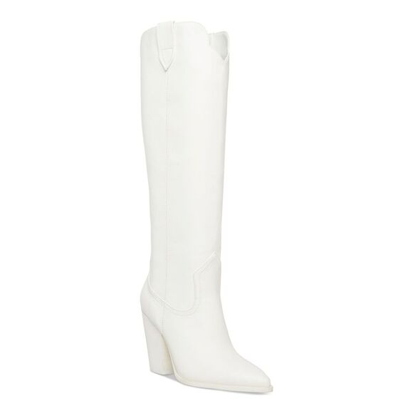 STEVE MADDEN Womens White Tonal Pull Tabs Tessy Leather Western Boot 5.5 M - Picture 1 of 4